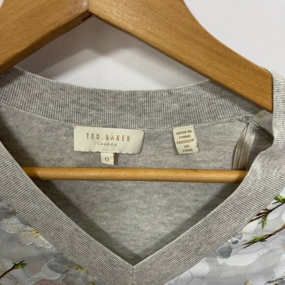 Ted Baker London Crimsie Cherry Blossom Oriental Jumper Flower Sweater Sz 0 - Picture 6 of 6